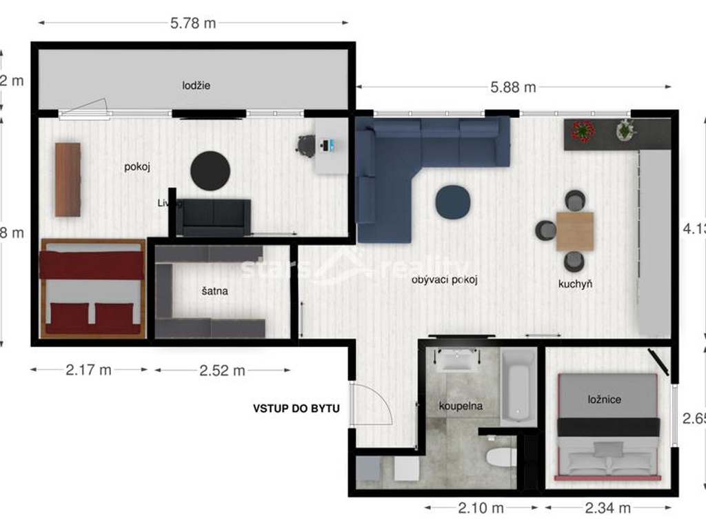Prodej bytu 3+kk/L v OV 73 m2, Slaný ul. Okružní