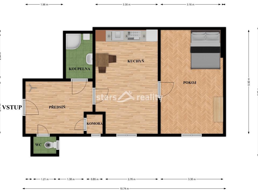 Pronájem bytu 1+1, 50 m2, Praha ul. Bořivojova
