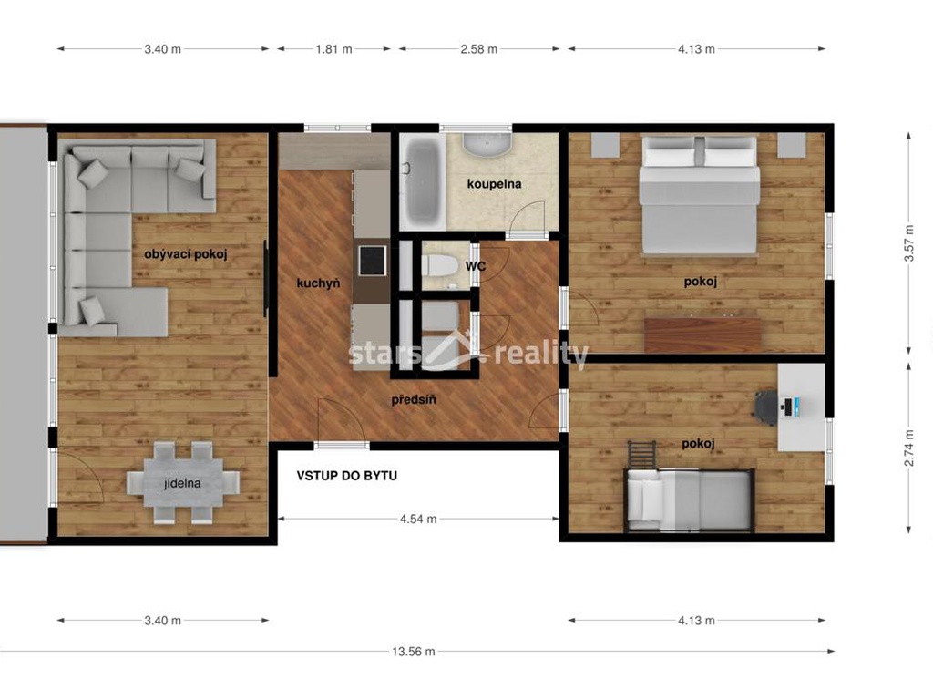 Prodej bytu 3+1/L 75 m2, cihla, po rekonstrukci, Mělník ul. Pod Vrchem